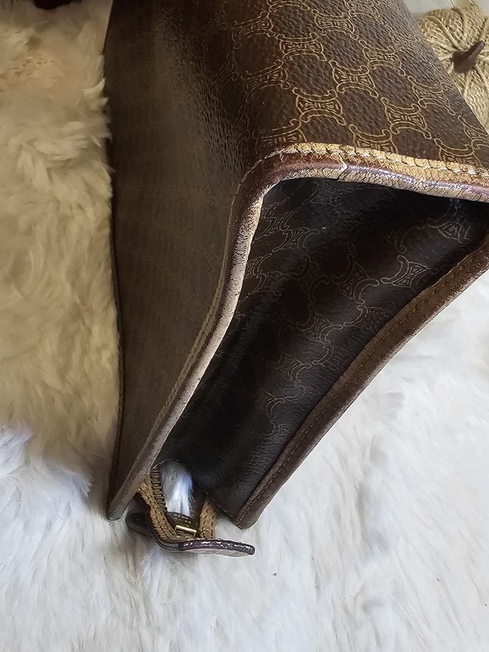 Celine Brown Monogram Canvas Clutch with Gold Hardware - Picture 12 of 14